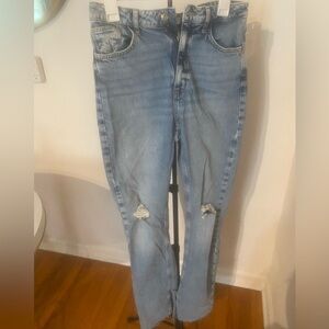 Zara Denim Blue Ripped Jeans / Slit at the bottom